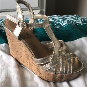 Gold wedge sandals